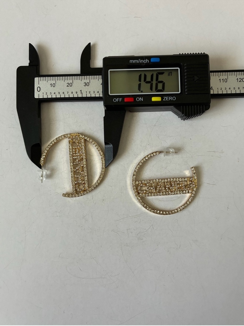 Gold Crystal CC Logo Hoop Earrings - Picture 6 of 8